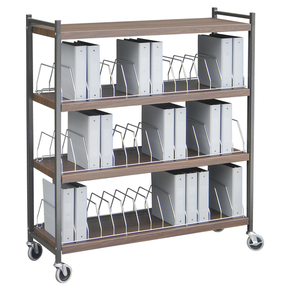 Omnimed Extra Wide Vertical Open Chart Rack 4 Shelves 45 Binder Capacity in Wo 260009-WG